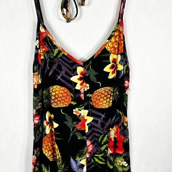 ASOS Size 4 Romper Tropical Print Floral Pineapples Mini Knit V Neck Stretch 623 - Picture 4 of 7
